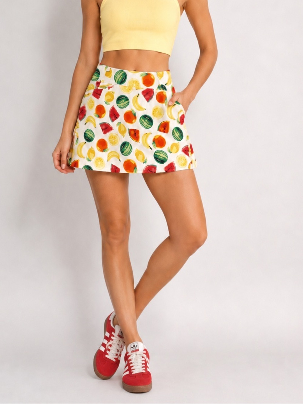 ATTYRE Women's Skort Skirt Fruit Watermelon Banana Lemon Orange size 14